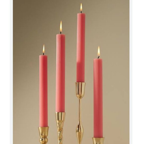 Anthropologie Fluted Coral Taper Candles Set of 4 NEW WITH TAG‎ - Picture 1 of 3